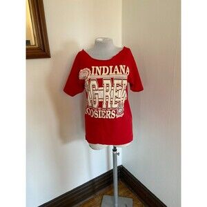 VTG 90s IU Indiana University Hoosiers T Shirt Single Stitch SOS BIG RED Shoulde